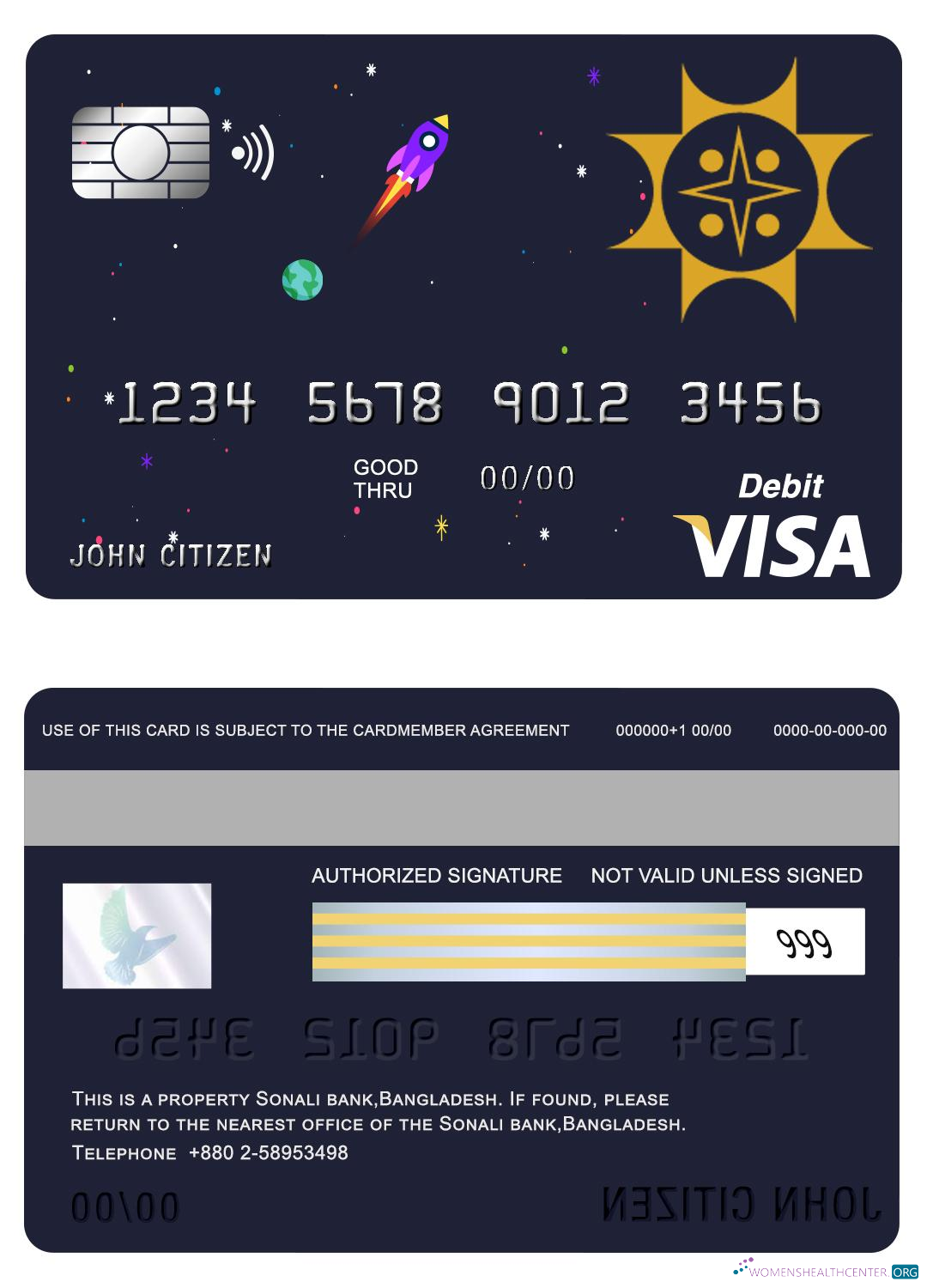 Download Bangladesh Sonali bank visa card Photoshop template